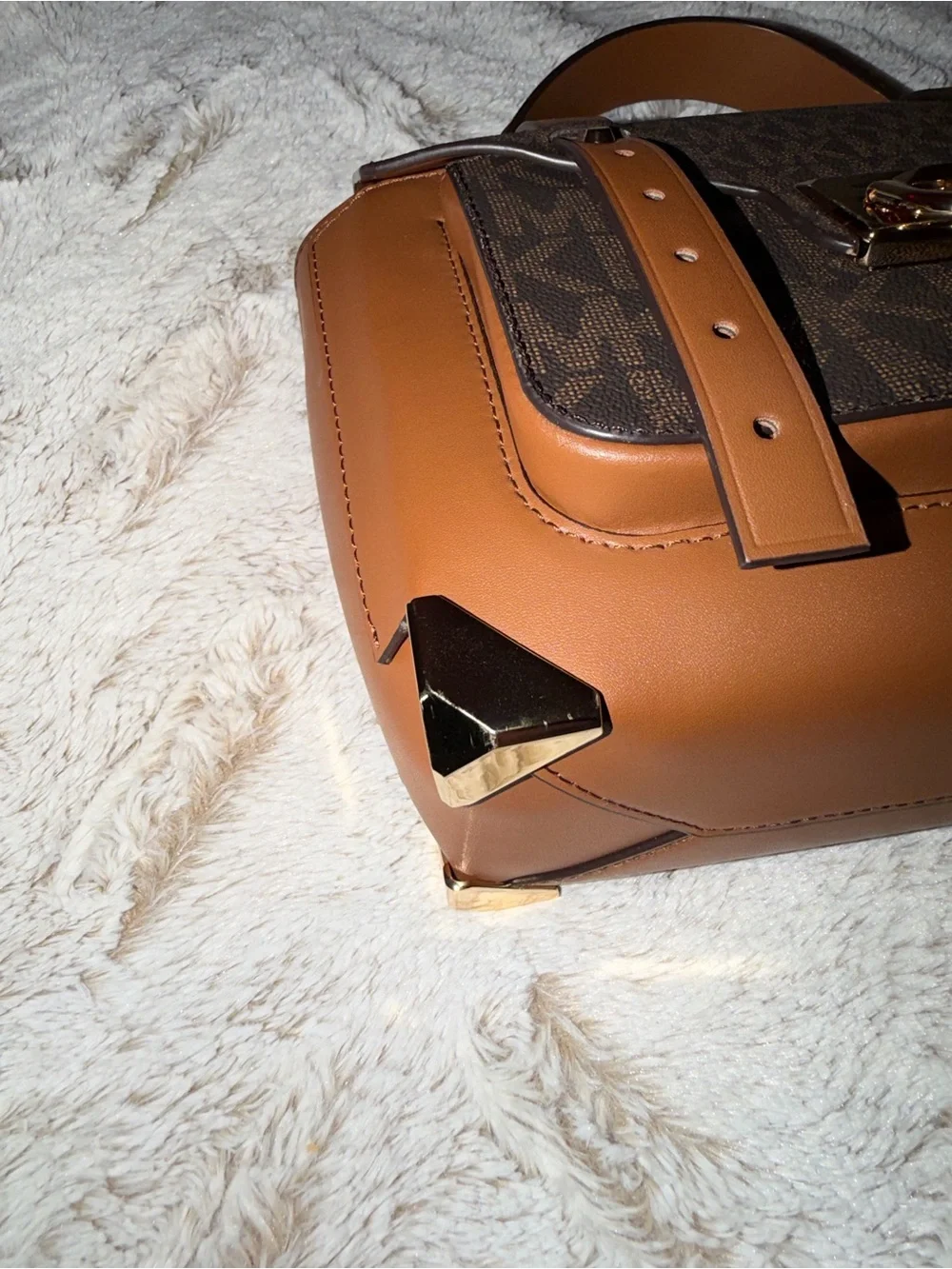 Michael Kors Brown/Tan Logo Top-Handle Satchel